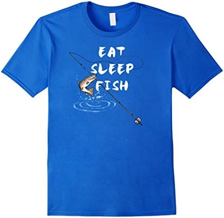 Mens Fishing T-Shirt Eat Sleep Fish Repeat Tee Gift Shirt 2XL Royal Blue