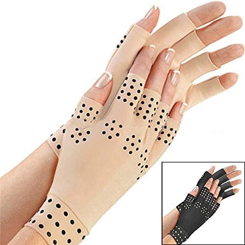 SHENGLLA Massage Gloves Elastic Arthritis Pressure Reduction Health Gloves Magnetic Therapy Half Finger Glue Non-Slip Gloves Anti-Puffiness