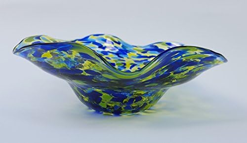 KOBO Art Garden Glass Wavy Bowl - Blue with Green