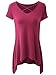 Zero City Women's Short Sleeve Casual T-Shirt Basic Cotton Simple Tunic Top FUCHSIA L
