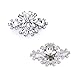 ELEGANTPARK AK Wedding Dress Clutch Double Rhinestones Flowers Silver Shoe Clips 2 Pcs