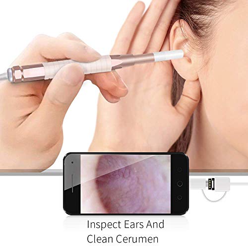 Upgrade Portable Ear Cleaning Endoscope, 3 in 1 Multifunctional Visual Digital Ear Cleaner Camera Earwax Remover Tool Kits Compatible with Android Smart Phones Windows & MAC System (Gold)