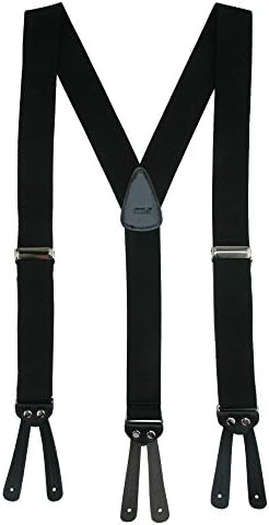 CTM Men's Elastic Basic Y-Back Button-End Suspenders, Black