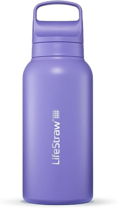 LifeStraw Go Series Insulated Stainless Steel Water Filter Bottle 1L Thistle