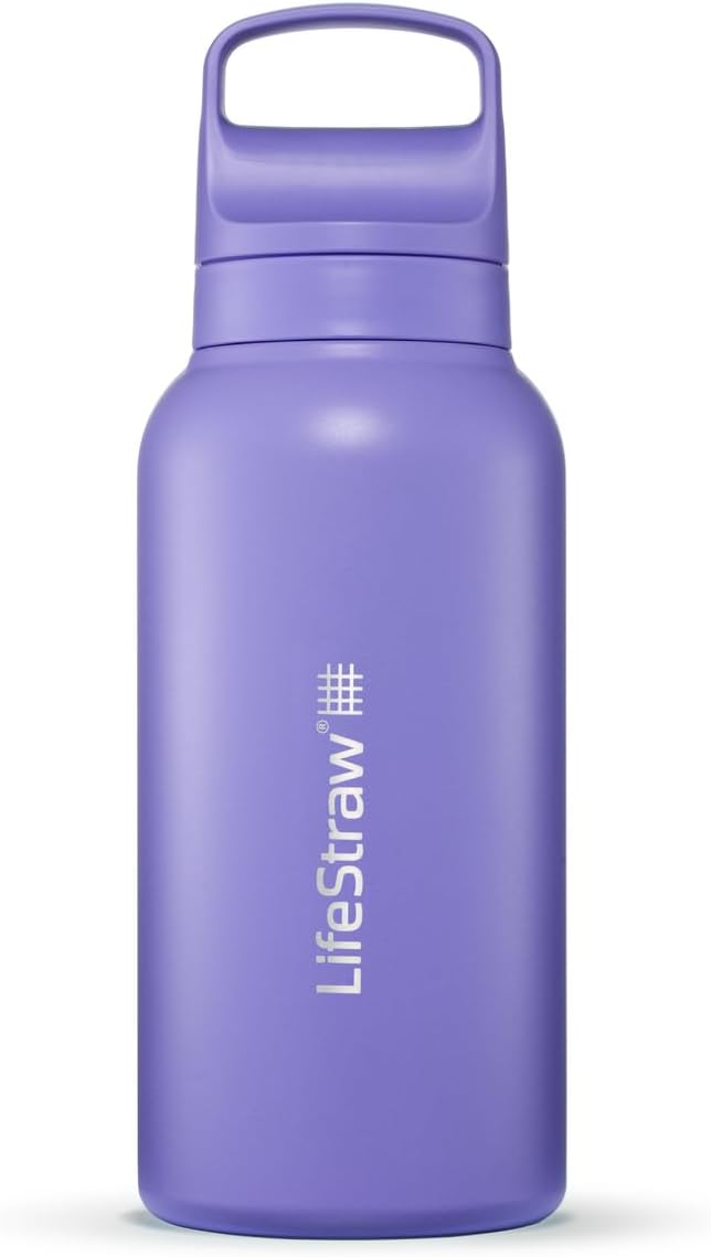 LifeStraw Go Series Insulated Stainless Steel Water Filter Bottle 1L Thistle