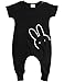 TheFound Baby Boy Girl Romper Bunny Printed Short Sleeve Jumpsuit Zipper Playsuit Outfits(18-24M) Black