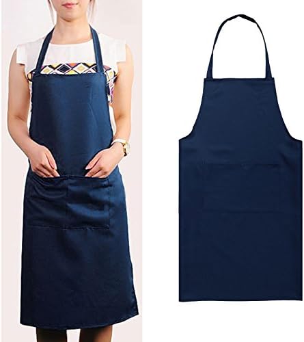 New 76 X 60" Plain Bib Apron for Chefs Butchers Restaurant Kitchen Cooking Baking Woman Apron (NavyBlue)