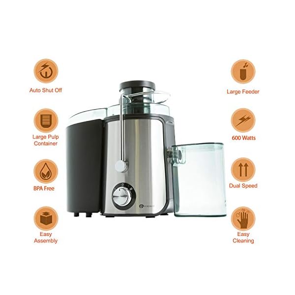 PureMate-600W-NaturoPure-Powerful-Whole-Fruit-and-Vegetable-Juice-Extractor-Centrifugal-Juicer-Machine-with-2-Speed-Settings-BPA-Free-65MM-Wide-Mouth-with-500ml-Juice-Jug-14L-Pulp-Container PureMate Juicer Machines, 600W Whole Fruit and Vegetable Juice Extractor, Centrifugal Juicer Machine, Stainless Steel…