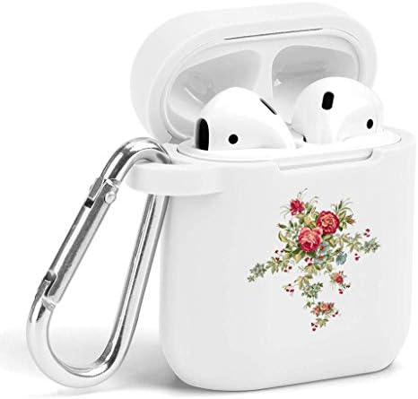 Case for Air Pods - Cute Flexible Protector Silicone Holder Cover with Keychain Accessories Compatible with Airpods 1 2 Big Flower