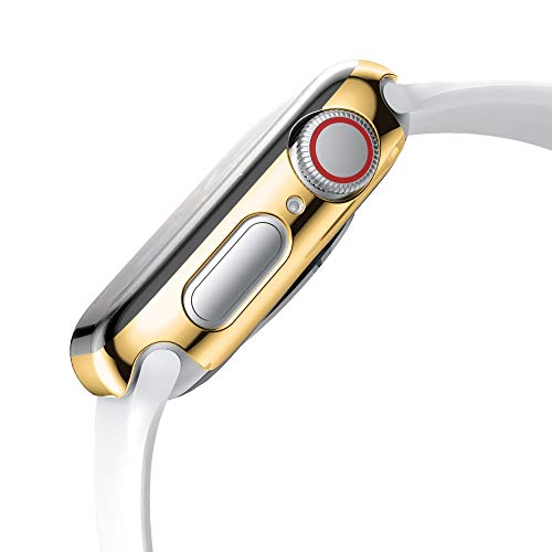 Weite Shock-Proof All-Around Protective Case, [Ultra-Thin] Durable PC Plated Plating Bumper iWatch Protective Cover Compatible for Apple Watch Case 44mm iwatch Series 4 (Gold) - Thumbnail 3