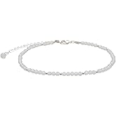Lotus and Luna 3MM Master Healer Energy Chakra Healing Dainty Anklet Bracelet with Real Stones Jade, Pearl, Rose Quartz, Amethyst, Moonstone