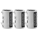 Three Exell PLC-7 w/Tabs CR14250SE 3V 1/2 AA Laser Lithium Battery Button Top Used In Numerical Control Systems Personal Computers & Other Electronics Applications Replaces Sanyo CR12600SE CR2NP