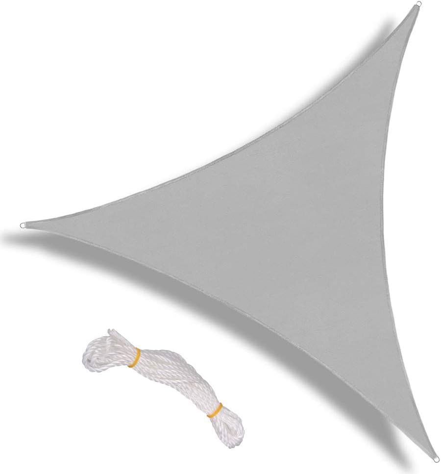 Warooma2.4m x 2.4m Heavy Duty Waterproof Polyester Grey Shade Sail with Rope - Sun Shade for Outdoor Activities