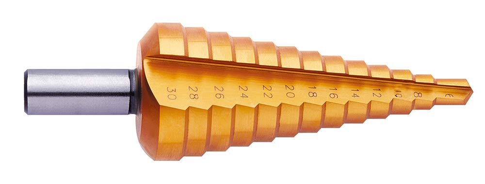 Exact Step Drill Bit with Straight Groove 4-20 mm HSS TiN Coating