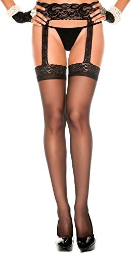 Womens Sheer Crotchless Suspender Pantyhose