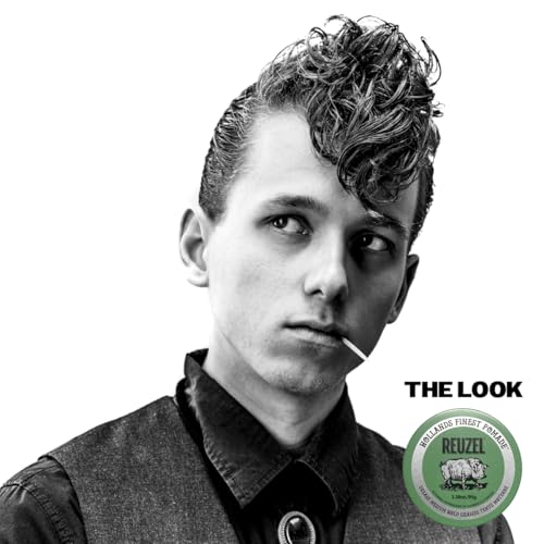 REUZEL Green Grease Pomade, Medium All Day Hold, Oil-Based Styling Wax, Medium Shine, Easy To Wash Out, For All Hair Types