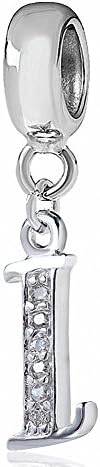 SOUKISS925 Sterling Silver Letter Beads Initial A-z Dangle Alphabet Crystal Charm Fits European Bracelet Gift for Mother