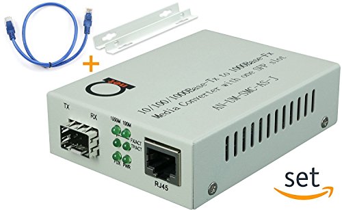 Open SFP slot - Gigabit Ethernet - Fiber Optic Media Converter - to UTP Cat5e/Cat6 10/100/1000 Copper – AutoSensing - SFP Slot Supporting Any Mini GBIC/SFP Gigabit Type - Jumbo Frame & LLF support