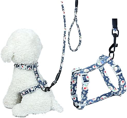Cat Harness and Leash Set for Walking Escape Proof, Floral Design Cat Harhess, Soft Adjustable Harness for Cats Outdoor Walking