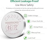 Warriors 5X CR2032 Batteries 3V 240mAH Lithium Coin Cell Child Resistant Pack view 4