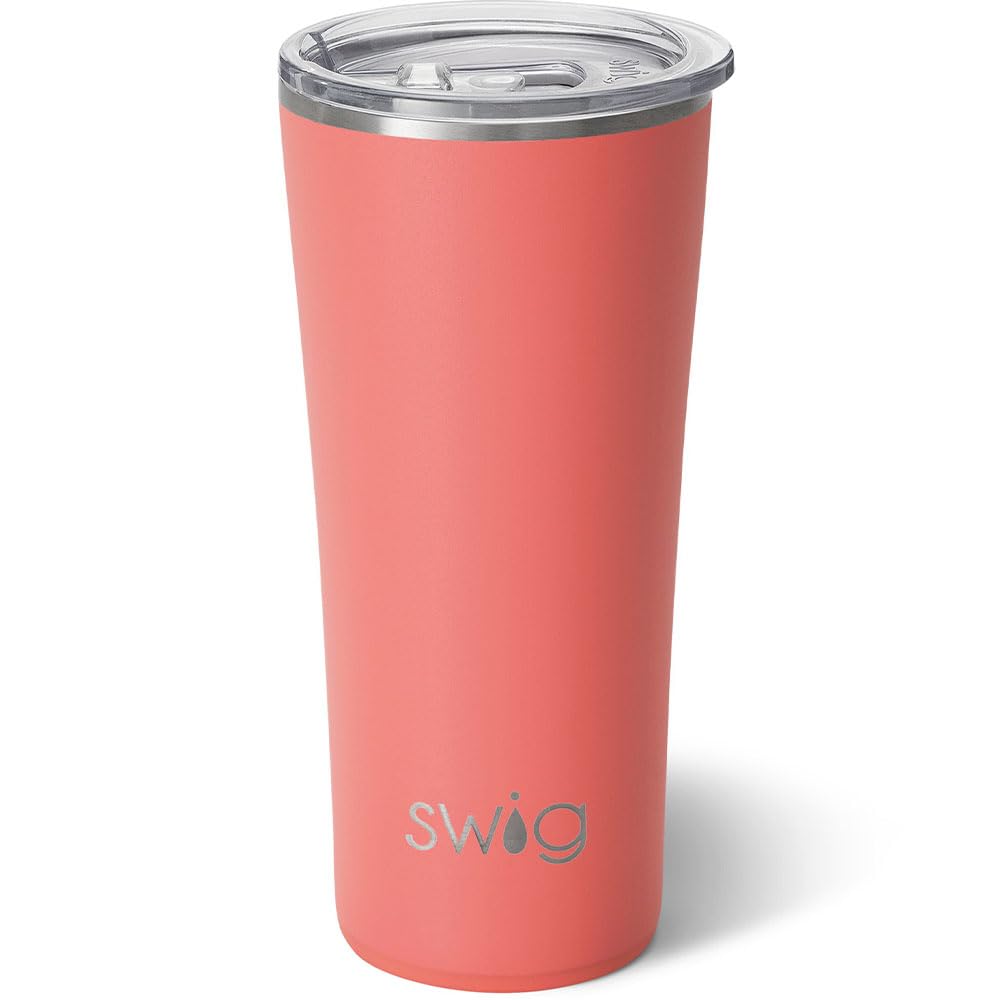 Swig Life 22oz Insulated Tumbler, Travel Coffee Tumbler with Lid, Cup Holder Friendly Travel Coffee Mug, Stainless Steel (Coral) Image