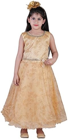 Qeboo Girl's Cotton/Net Beautiful Maxi Gown Dress with Sizes from 3 Years to 9 Years Old Girl