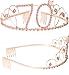 MEANT2TOBE 70th Birthday Sash and Tiara for Women - Fabulous Glitter Sash + Basic Rhinestone Pink Premium Metal Tiara for Her, 70th Birthday Gifts for 70 Celebration