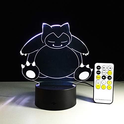 FaceToWind Pokemon series night light colorful color brightness adjustable USB and battery powered acrylic material home decorations for children a good, Snorlax [Energy Class A++]
