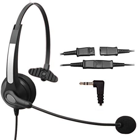 Voistek Corded Call Center Telephone Headset Noise Cancelling Headphone with Flexible Microphone for Cisco Linksys Polycom Panasonic Office Deskphone DECT Cordless and Cell Phones with 2.5mm Headset Jack (Mono QD S10NP25)