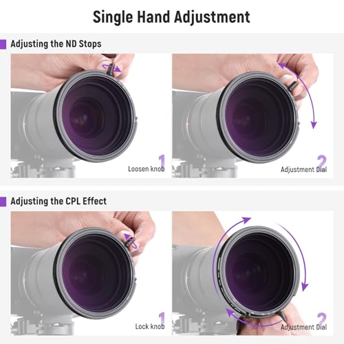 NEEWER 67mm True Colors Variable ND Filter ND2-ND32 & CPL, 2 in 1 Adjustable Neutral Density and Circular Polarizing Filter, Multi Coated HD Optical Glass/Aluminum Frame