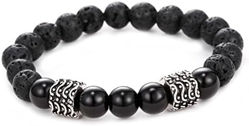 CLIDOU Men's Women Healing Bracelet Volcanic Lava Stone Stretch Beaded Bracelet