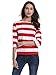 MsBasic Women's 3/4 Sleeve Boat Neck Striped Relax Fit Tee Shirts (Medium, MS6310-2)Red/White