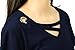 Ladies Top Sexy Fashion Hollow V-Neck Criss Cross Short Sleeve Tshirt(Navy,L)