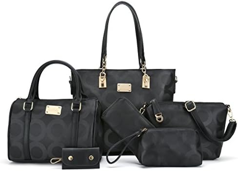 Women Shoulder bag +Handbag +Crossbody bag+ Small Purse + Key holder +Wallet 6 Piece Set Bags
