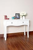 White Finish Curved Legs Accent Console Sofa Table with Two Drawer ()