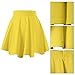 JNTworld Women Stretch high Waist Flared Plain Pleated mini skirt, M, yellow