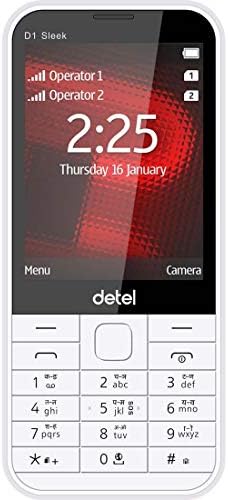Detel D1 Sleek 2.8" Big Display 1100 mAh Battery with Vibrate (White)