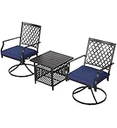 LOKATSE HOME 3 Pieces Patio Swivel Set Outdoor Metal Steel Furniture with 2 Dinning Chairs and Um...