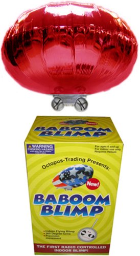 RED Radio-Controlled Baboom Flying Saucer (Indoor Blimp/Balloon) 27MHz RC UFO Red Mylar Balloon