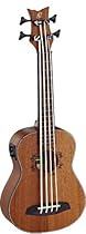 Ortega Guitars LIZZY-BSFL-GB Lizard Series Lined Fretless Uke Bass with Mahogany Top and Body, Stain Finish
