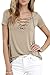 Cutiefox Womens V Neck Lace Up Bandage Short Sleeve T Shirt Top Blouse
