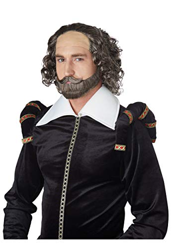 View 1 of California Costumes Men's Shakespeare Wig, Brunette/Gray, One Size