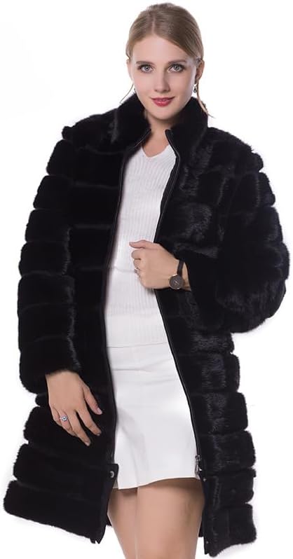 Denny&Dora Women's Winter Coat - Thick Warm Natural Fox Fur Jacket