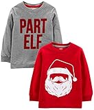 Simple Joys by Carter's Boys' Toddler 2-Pack Christmas Long-Sleeve Tees, Santa/Part Elf, 4T