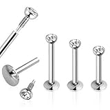 18 Gauge Internal Threaded Monroe with Press Fit Gem 316L Surgical Steel (Sold by Piece)