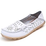 [NEW SIZE VERSION] KaLeido Women's Hollow Out Carving Casual Cowhide Leather Driving Flat Loafers Shoes