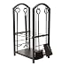 Lizh Metalwork Wrought Iron Log Rack with Fireplace Tools,Black primary