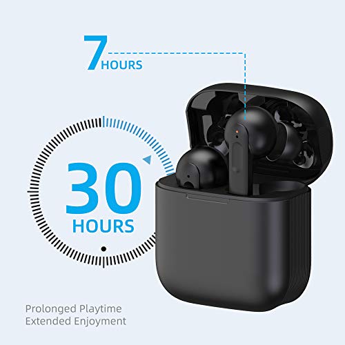 True Wireless Earbuds with Build-in Mic, Bluetooth 5.0 Active Noise Cancelling in-Ear Earphone with Touch Control, Waterproof IPX7, 30H Playtime with Wireless Charging Case, Type-C Quick Charge