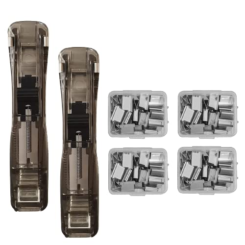 Clam Clip Dispenser,with 200 Reusable Refill Clips,Will Not Damage Your Papers, Binder Clips Paper Clips for School Office,Seamless Stapler for Desk Document Office Home School (Black)