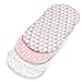 Bassinet Bed Sheets – Premium Bassinet Fitted Sheets for Halo, Mika Micky, Maxi Cosi & Others - 4 Pack – 100% Jersey Knit - Bassinet Bedding for Standard Size Oval or Halo Bassinet Pads for Girls